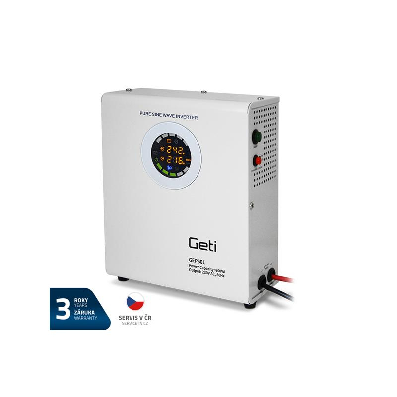 Tartalék tápegység GETI GEP501 szinusz 500W falra szerelhető