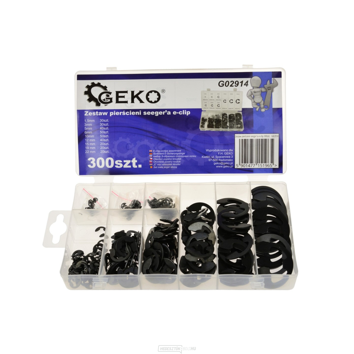 Seeger gyűrű készlet GEKO e-clip 300 db