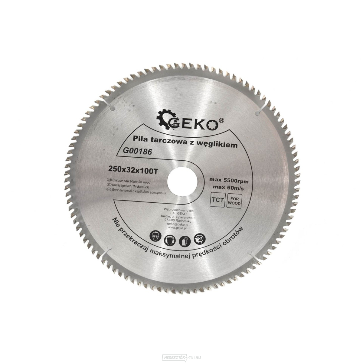 Fűrészlap TCT GEKO 250x32x80T + gyűrű 25,4 mm