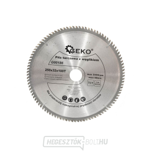 Fűrészlap TCT GEKO 250x32x80T + gyűrű 25,4 mm Fűrészlap TCT GEKO 250x32x80T + gyűrű 25,4 mm gallery main image