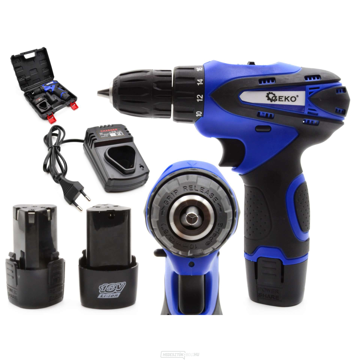 Fúró/csavarhúzó 18V Li-Ion 2xAKU GEKO