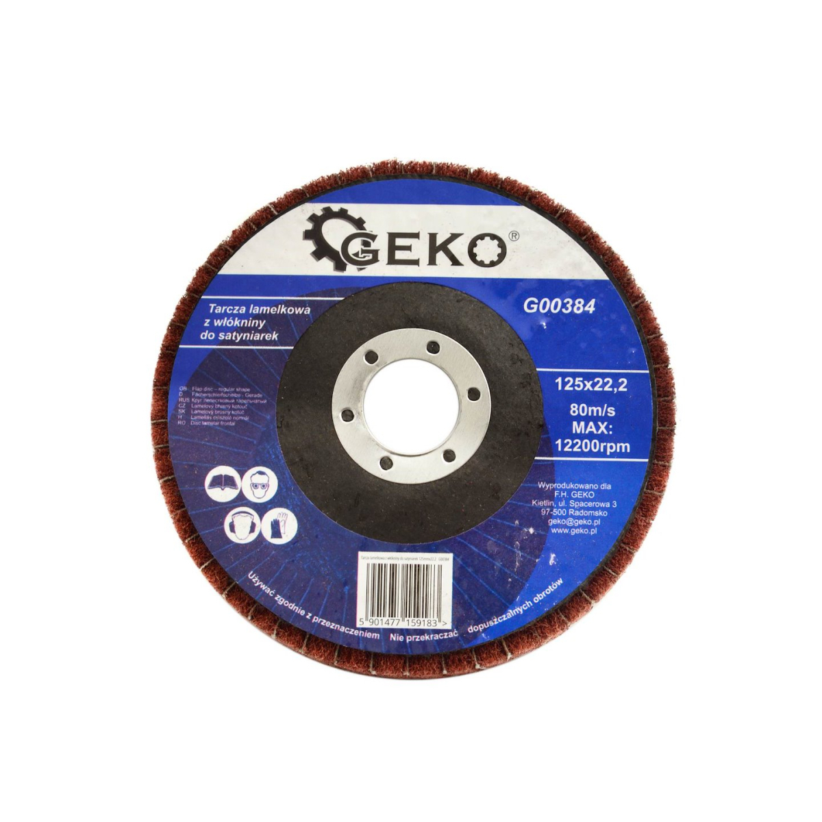 Nem szőtt nejlon szatén polírozókorong, 125x22,23 mm GEKO