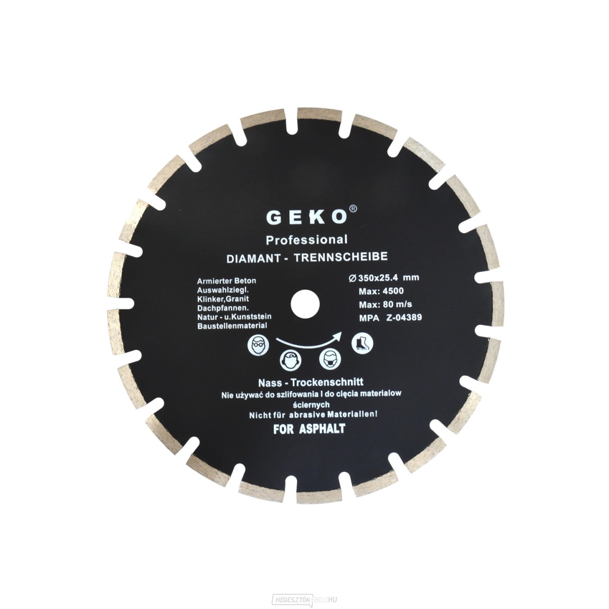 GEKO szegmens gyémánt vágótárcsa, 350x10x25,4mm