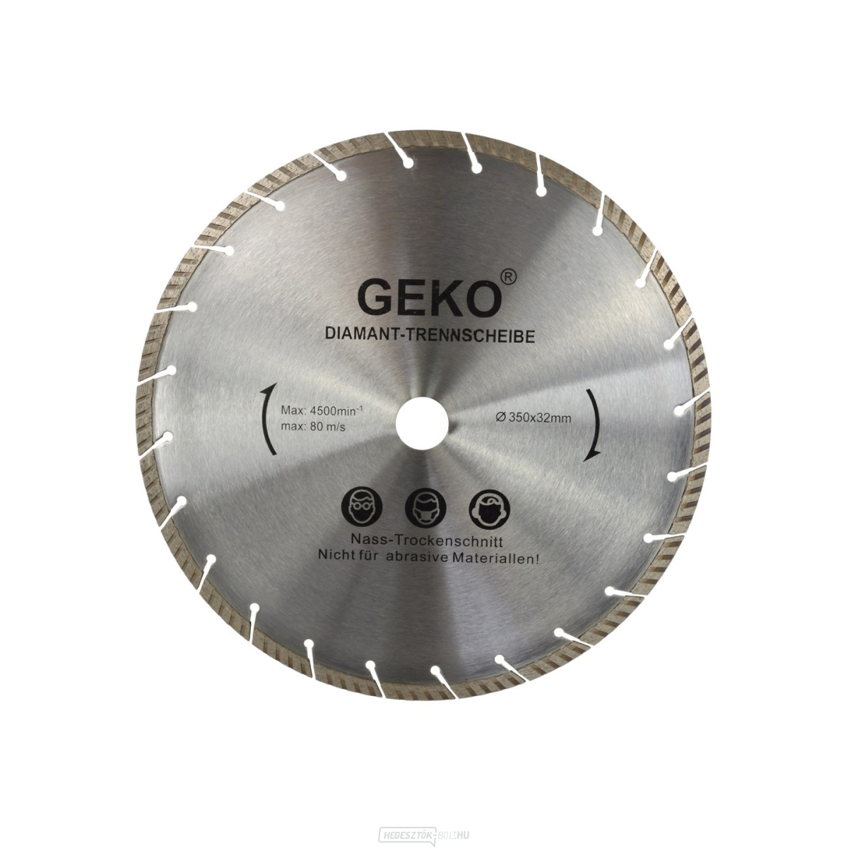GEKO turbószegmenses gyémánt vágótárcsa, 350x10x32mm