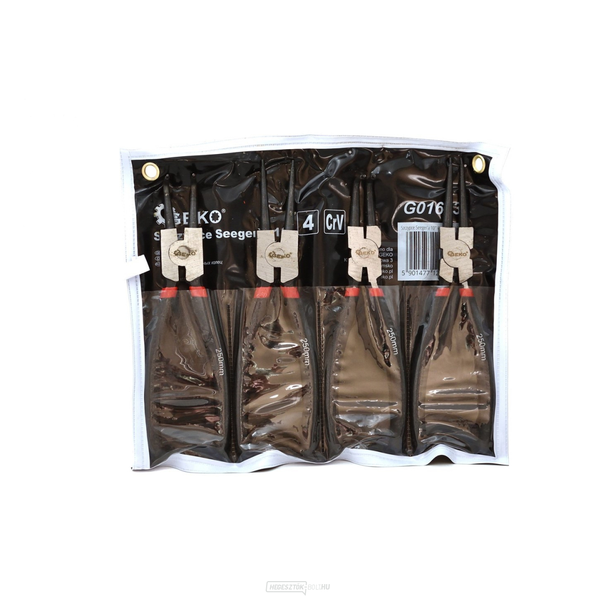 Seeger fogó készlet 4 db GEKO, egyenes és hajlított, 250 mm