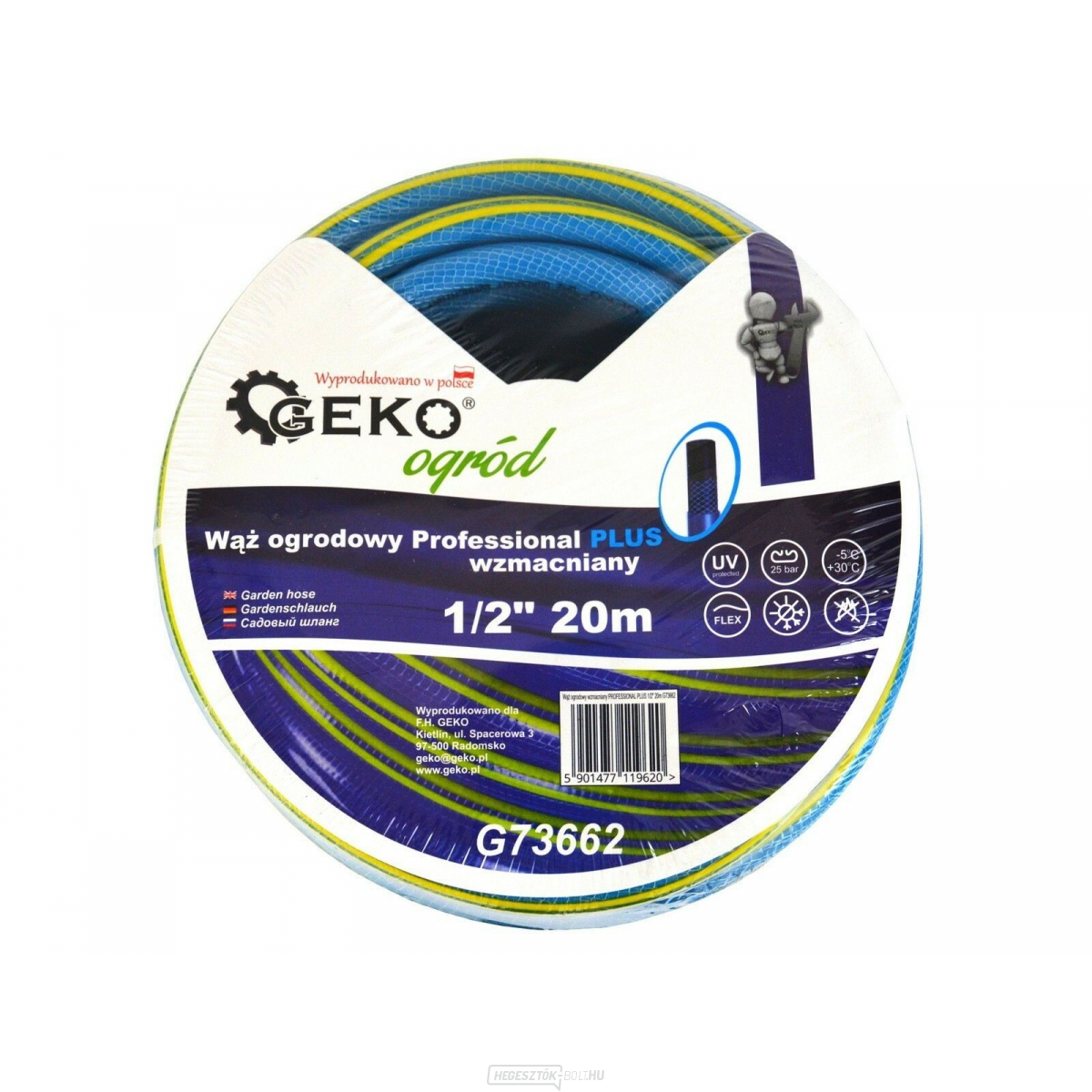Kerti tömlő PROFESSIONAL PLUS kék 1/2", 20 m GEKO