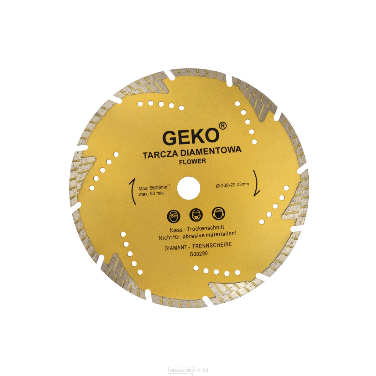 GEKO turbószegmenses gyémánt vágótárcsa, 230x8x22mm 