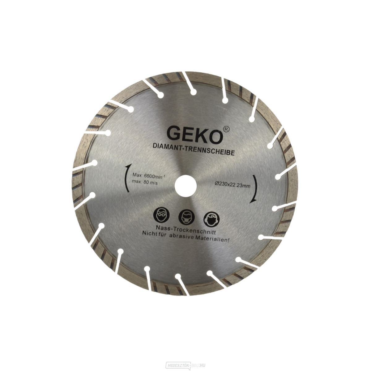 Turbószegmensű gyémánt vágótárcsa GEKO, 230x10x22mm 
