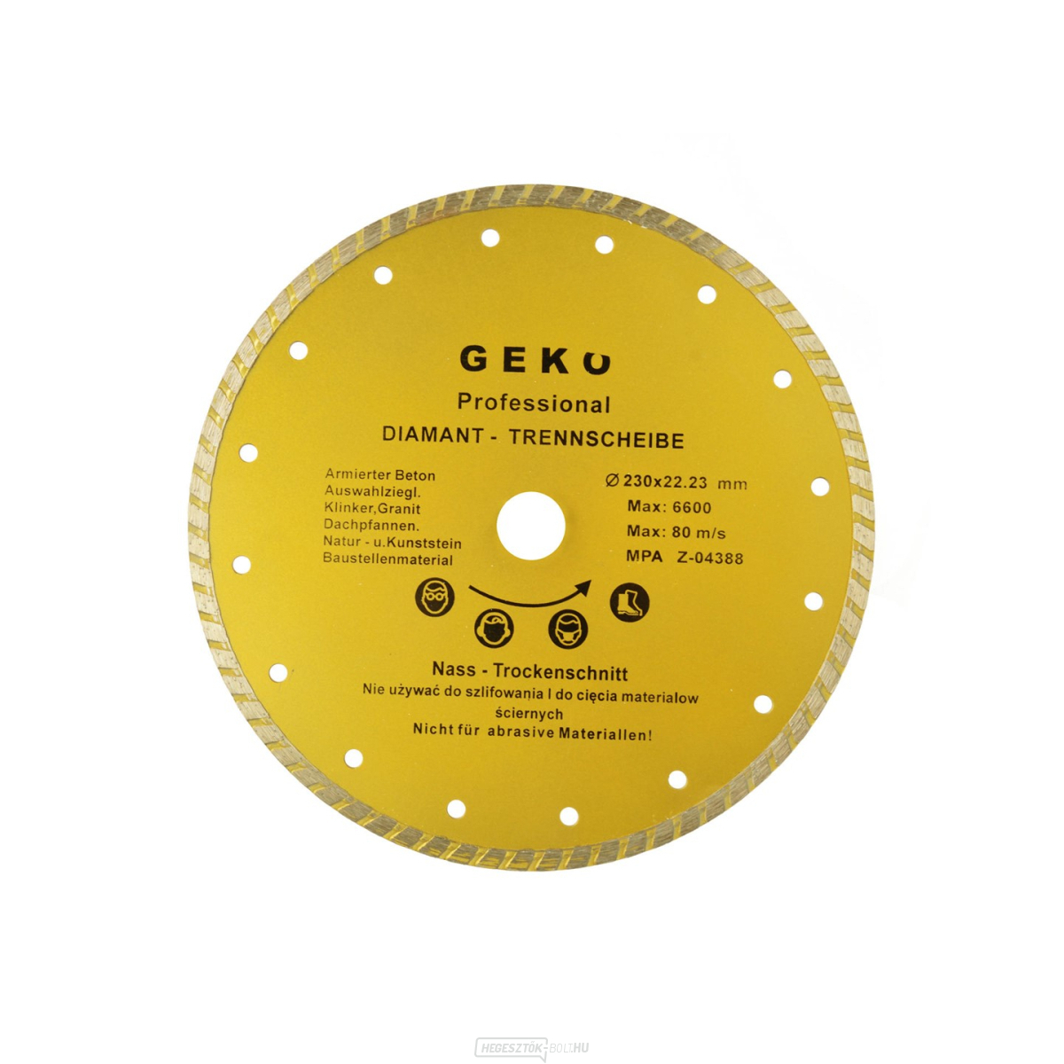 Gyémánt vágótárcsa GEKO, TURBO, 230x8x22mm 