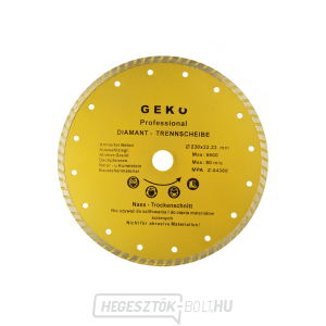 Gyémánt vágótárcsa GEKO, TURBO, 230x8x22mm  Gyémánt vágótárcsa GEKO, TURBO, 230x8x22mm  gallery main image