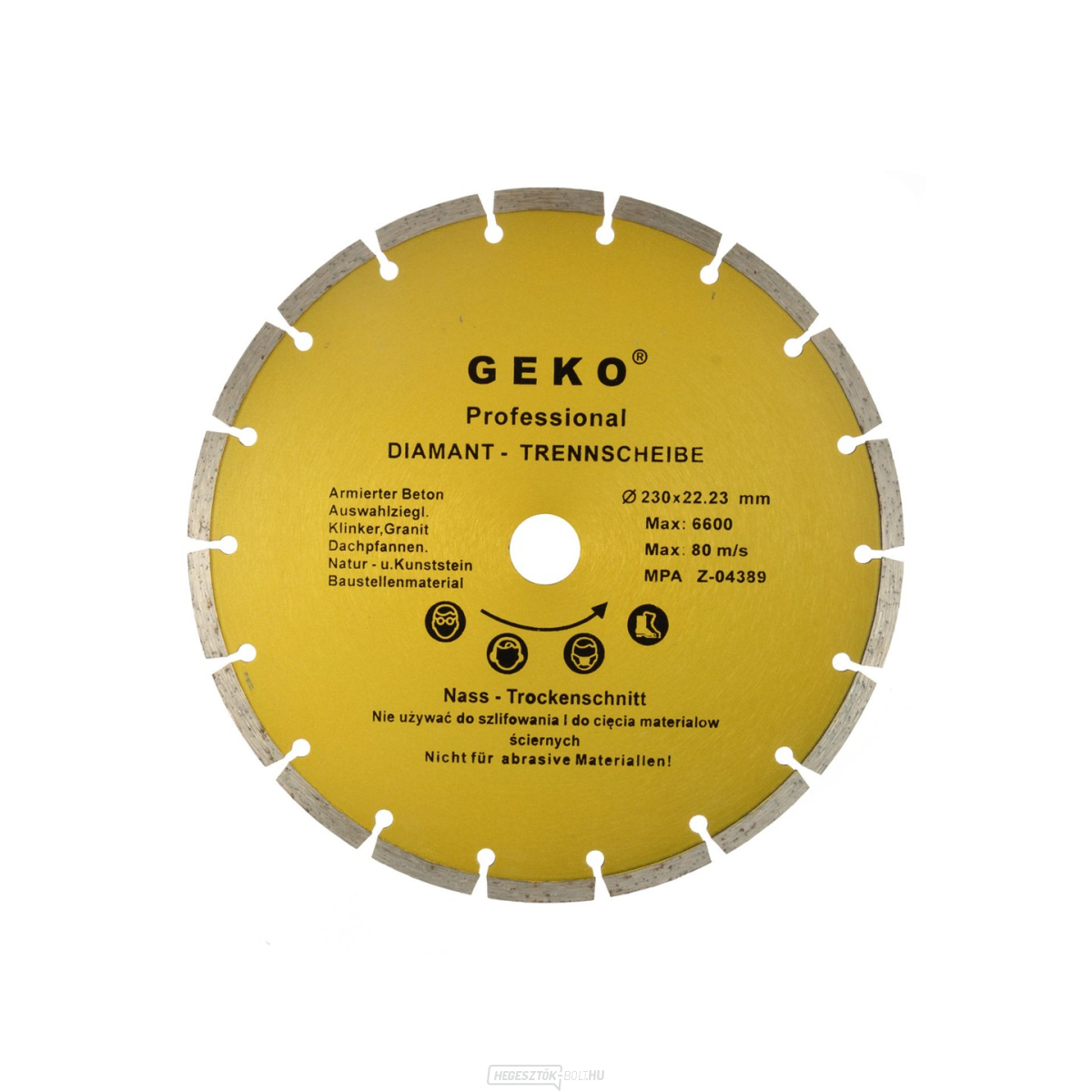 GEKO szegmens gyémánt vágótárcsa, 230x8x22mm 
