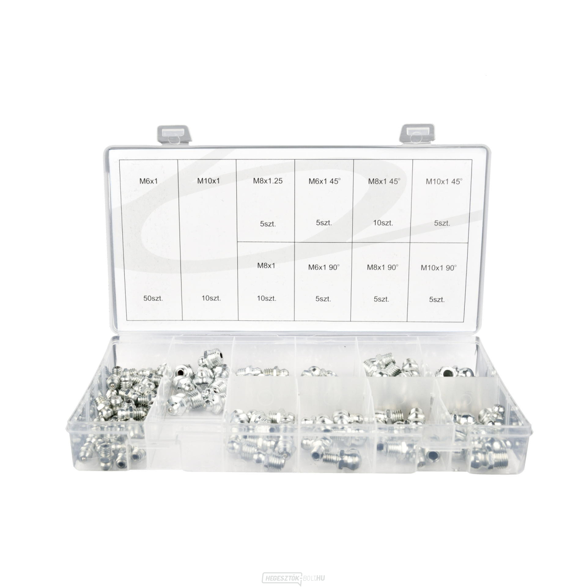 Krómozott zsírzógomb készlet GEKO, többféle méretben, 110 db