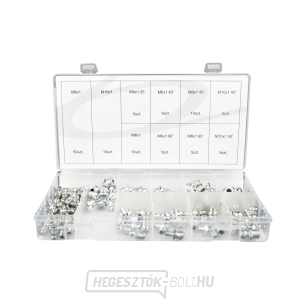 Krómozott zsírzógomb készlet GEKO, többféle méretben, 110 db  Krómozott zsírzógomb készlet GEKO, többféle méretben, 110 db  gallery main image