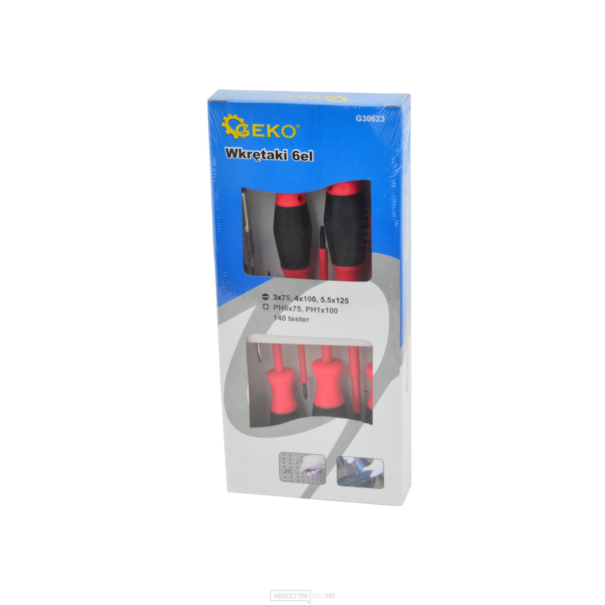 Szigetelt csavarhúzók + GEKO teszter, 6 db-os készlet