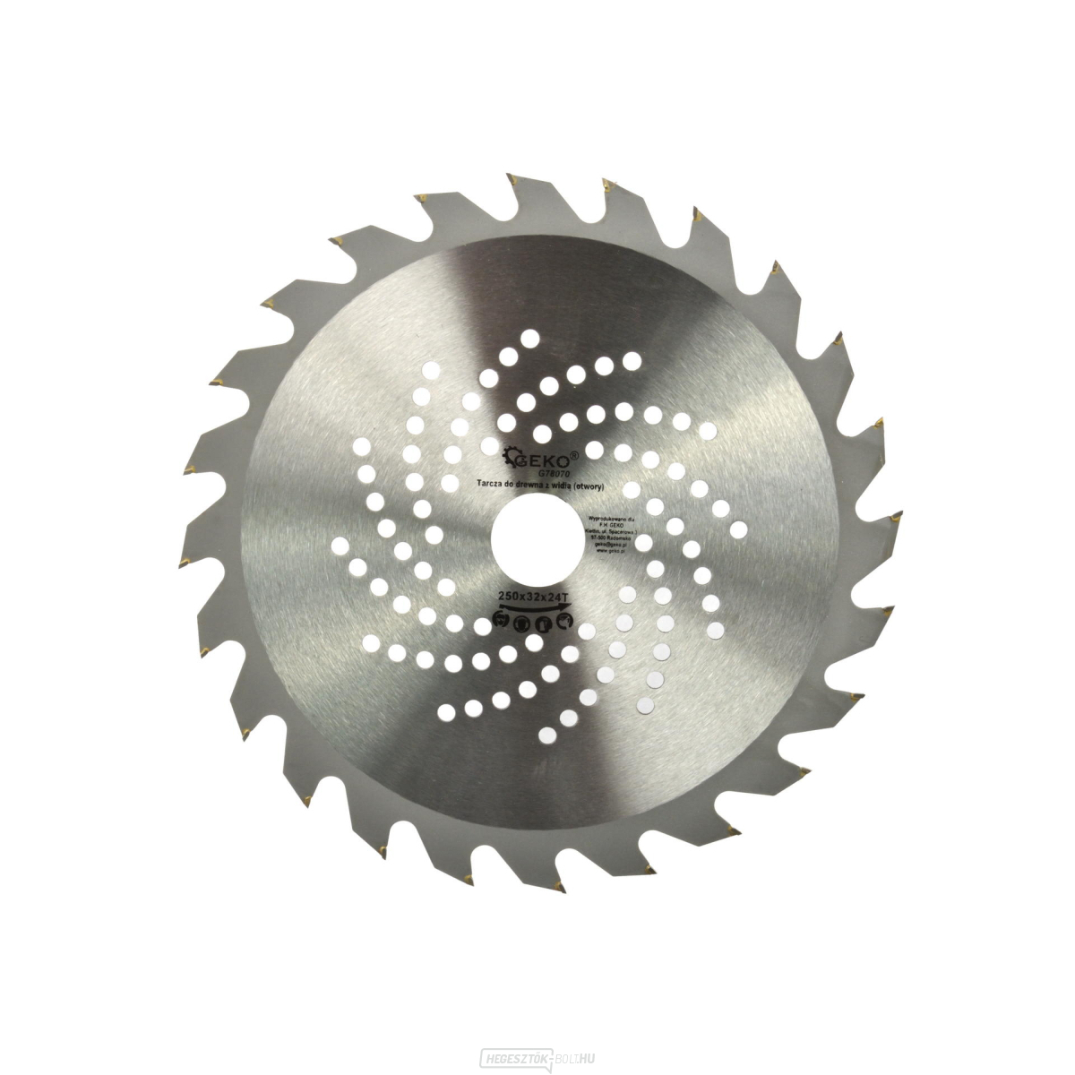 Videofűrészlap lyukakkal GEKO, 250x32x24T  Videofűrészlap lyukakkal GEKO, 250x32x24T  gallery main image