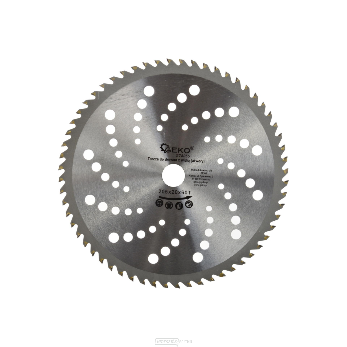 Videofűrészlap lyukakkal GEKO, 205x20x60T 