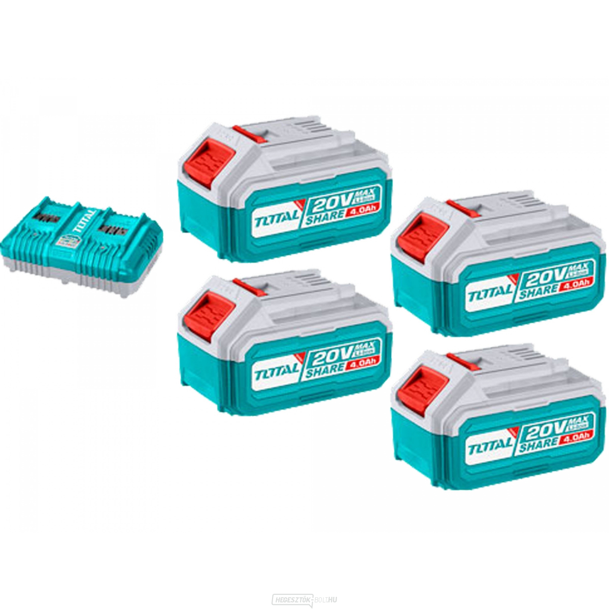 Akkumulátor és töltő készlet TOTAL, 20V Li-ion, 4000mAh, ipari