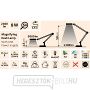 Asztali lámpa nagyítóval EXTOL LIGHT, USB táp, fehér, 2400lm, 3 fényszín, 5x nagyítás náhled