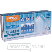 Asztali lámpa nagyítóval EXTOL LIGHT, USB táp, fehér, 2400lm, 3 fényszín, 5x nagyítás náhled