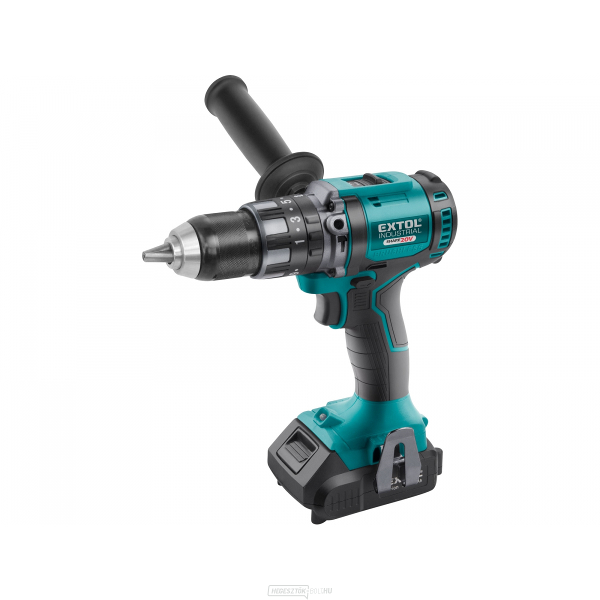 Akkus fúrócsavarhúzó kalapáccsal SHARE20V EXTOL INDUSTRIAL, KEFE NÉLKÜLI, 20V Li-ion, 2000mAh