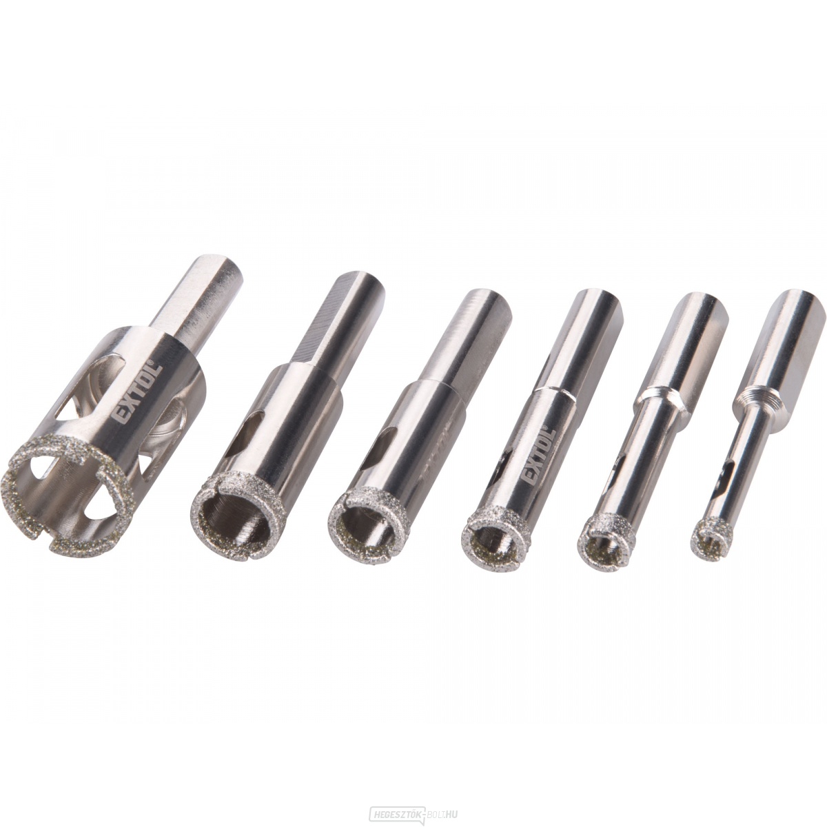 Gyémánt koronák üveghez és kerámiához készlet 6 db EXTOL PREMIUM, Ø 6-8-10-12-14-20mm Gyémánt koronák üveghez és kerámiához készlet 6 db EXTOL PREMIUM, Ø 6-8-10-12-14-20mm gallery main image