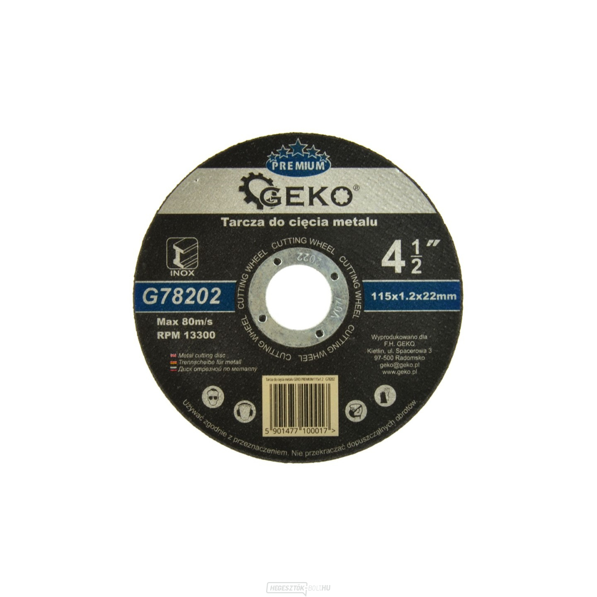 Vágótárcsa fémhez/acélhoz INOX GEKO, 115x1,2mm 