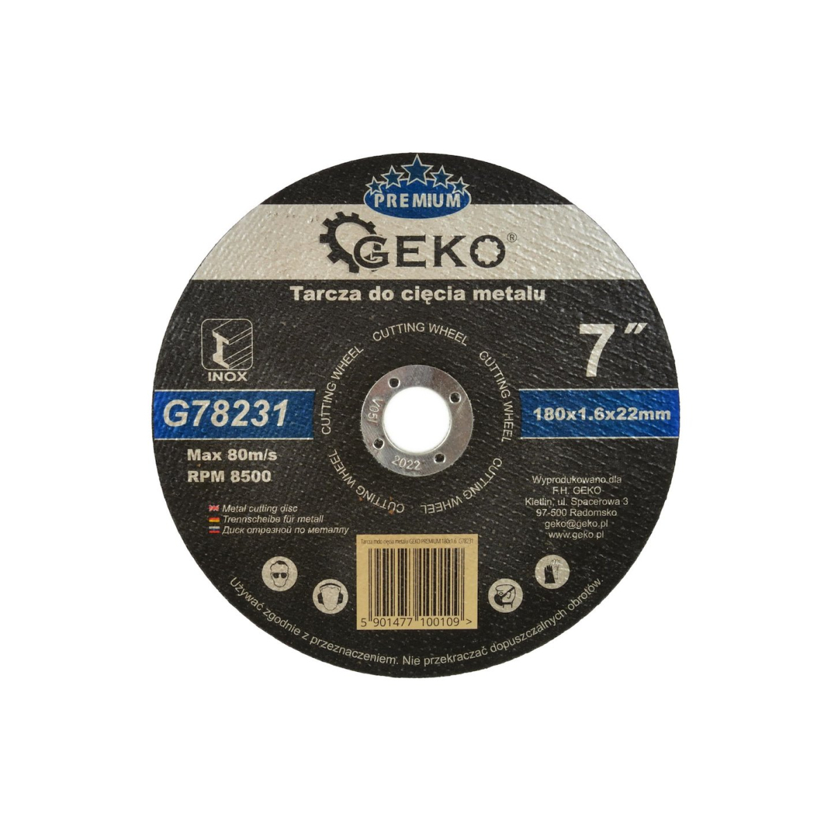GEKO PREMIUM 180x1.6 vágókorong rozsdamentes acélhoz (5/25/200)