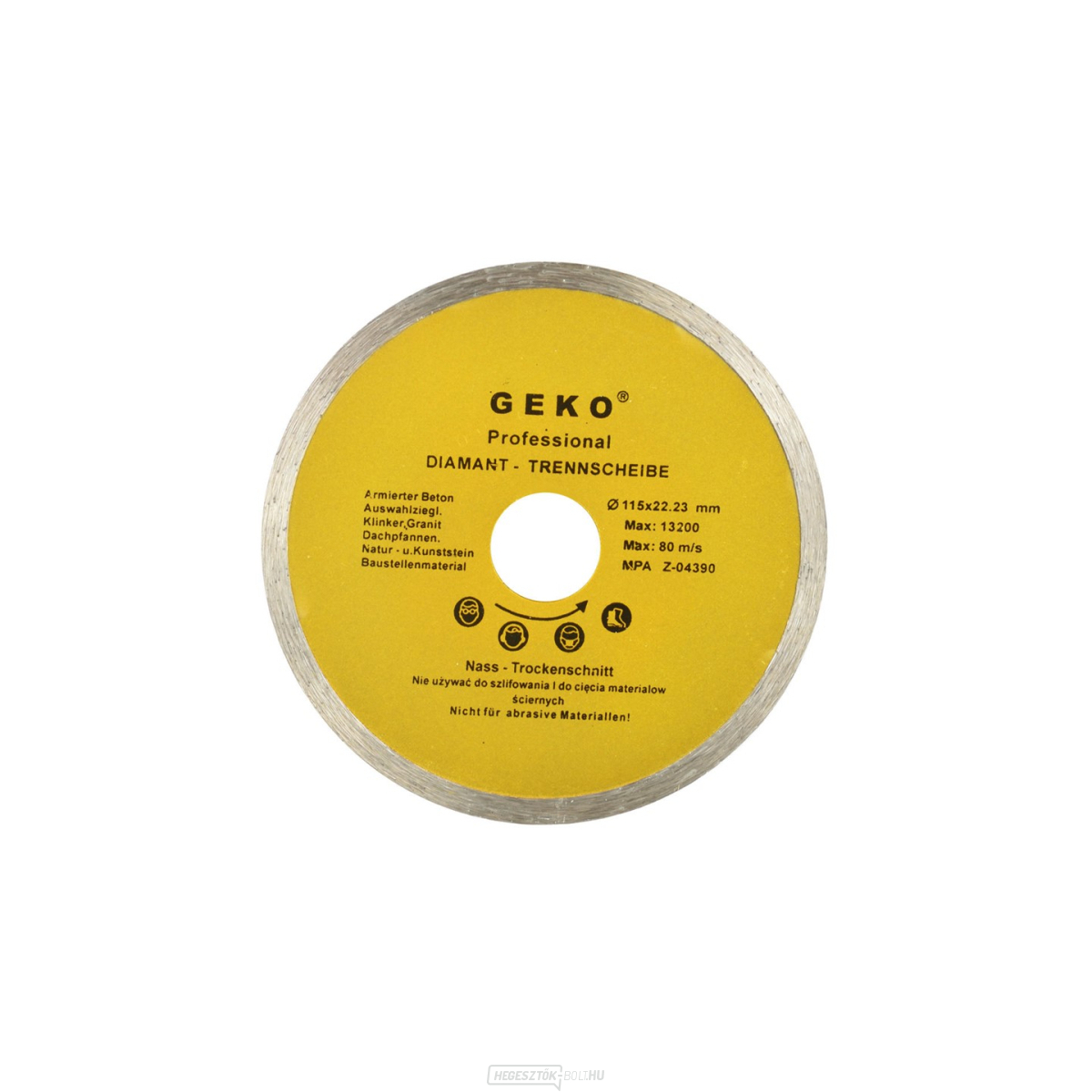 GEKO teljeskörű gyémánt vágótárcsa, 115x8x22,2mm 