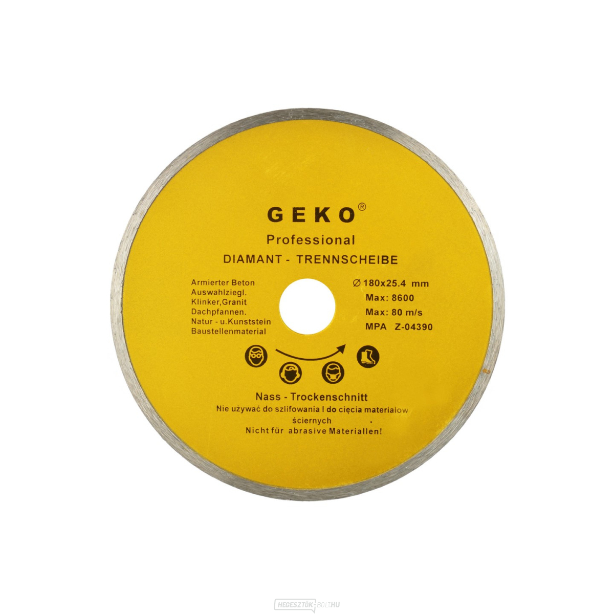 GEKO teljes kör alakú gyémánt vágótárcsa, 180x8x25,4mm 