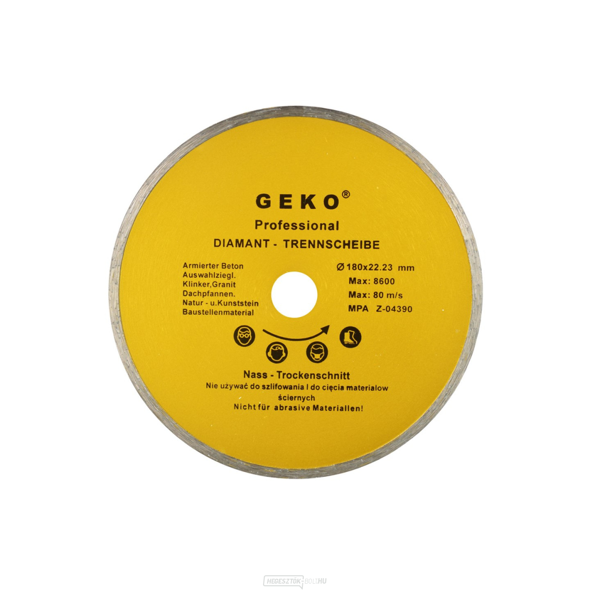 GEKO teljeskörű gyémánt vágótárcsa, 180x8x22mm