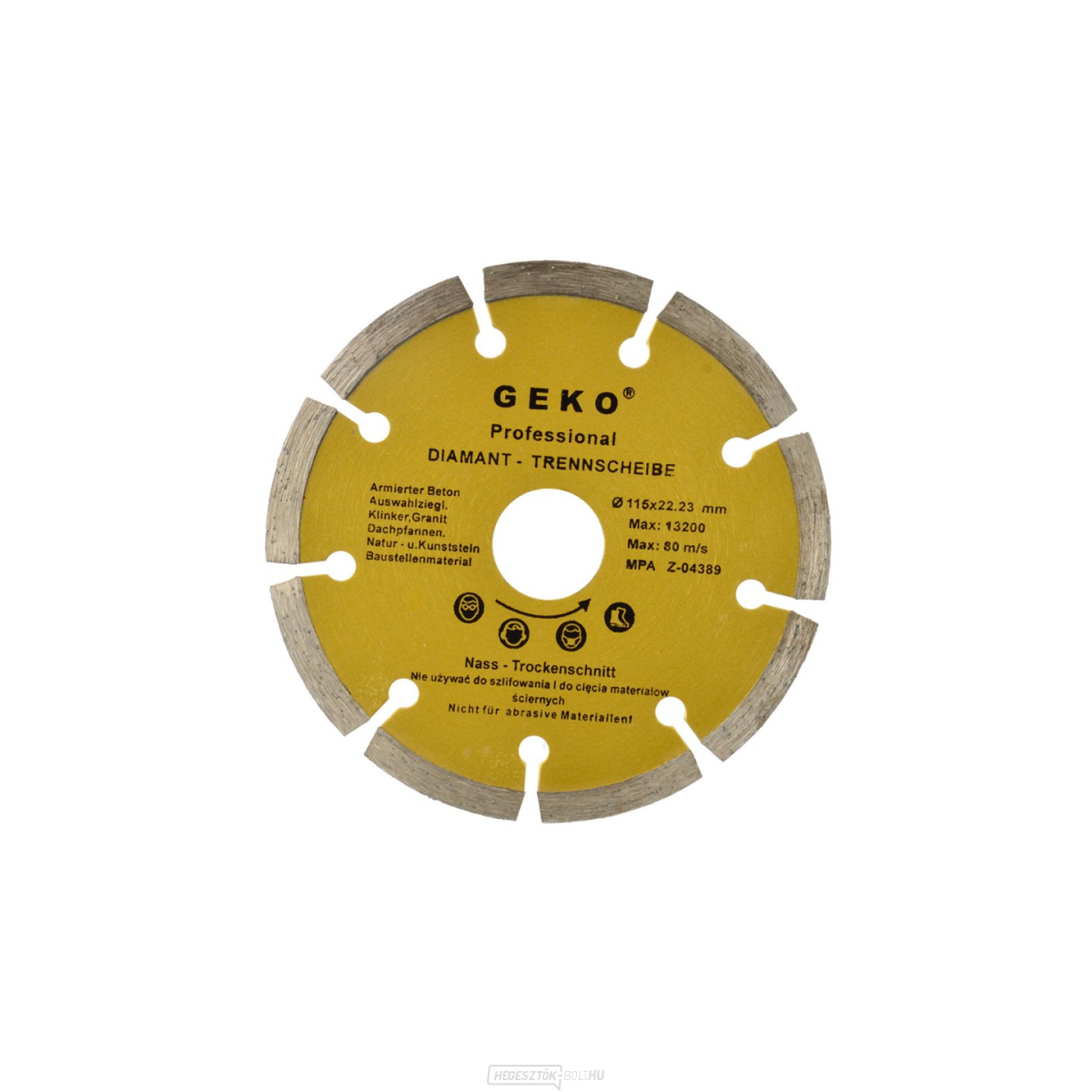 GEKO szegmens gyémánt vágótárcsa, 115x8x22,2mm 