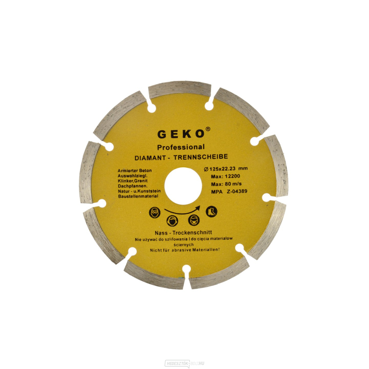 GEKO szegmens gyémánt vágótárcsa, 125x8x22,2mm 