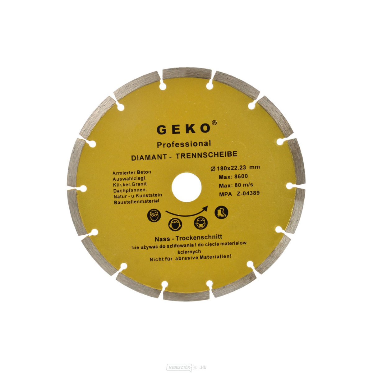 GEKO szegmens gyémánt vágótárcsa, 180x8x22mm 