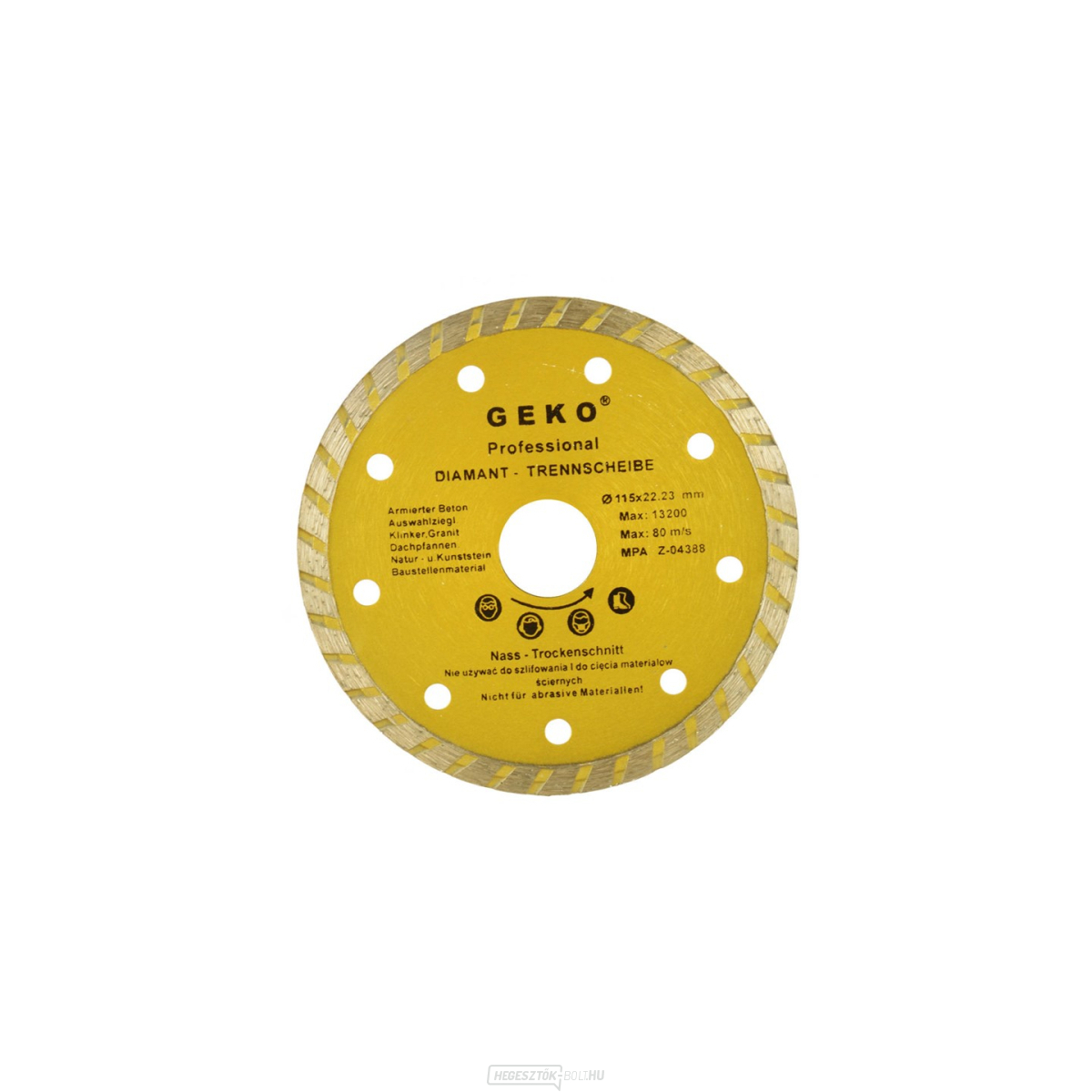 Gyémánt vágótárcsa GEKO, TURBO, 115x8x22mm
