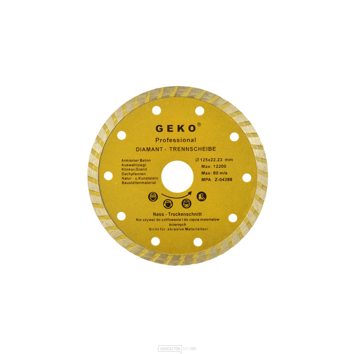 Gyémánt vágótárcsa GEKO, TURBO, 125x8x22mm 