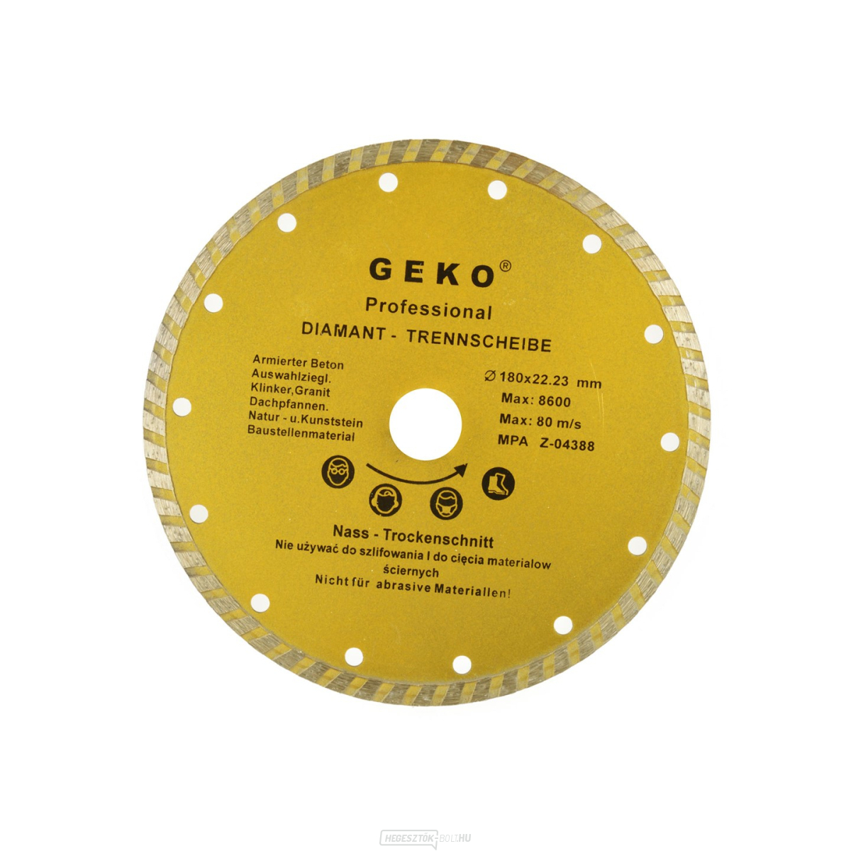 Gyémánt vágótárcsa GEKO, TURBO, 180x8x22mm