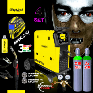 KOWAX GeniMig®350DP LCD5 SET 4 + Co2 palack + argonpalack + szelep + spray + zseblámpa + kábelek