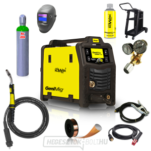 Hegesztőgép KOWAX GeniMig®240DP LCD SET 6a + zseblámpa + burkolat + szelep + alváz + argonpalack + spray + 5 kg vezeték + kábelek gallery main image