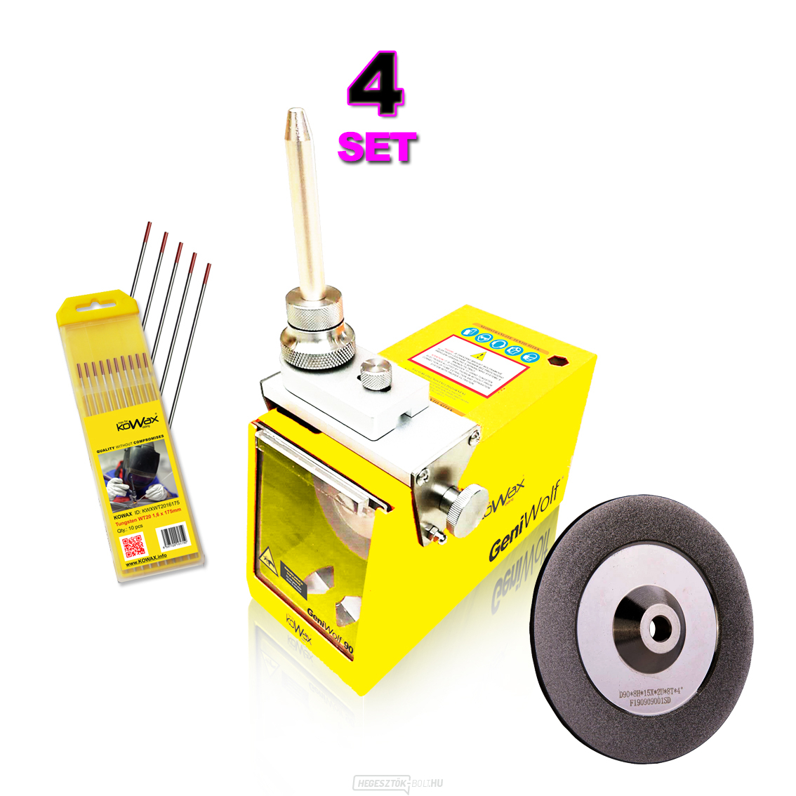 KOWAX GeniWolf®90 Volfrámelektróda csiszoló KÉSZLET 4