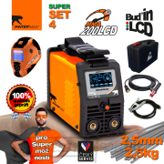 PANTERMAX MMA200LCD MMA/TIG inverteres hegesztő + 2 m kábelek + burkolat + műanyag tok + 2,5 kg elektródák Előnézet 