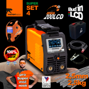 PANTERMAX MMA200LCD MMA/TIG inverteres hegesztő + 2 m kábelek + burkolat + műanyag tok + 2,5 kg elektródák náhled