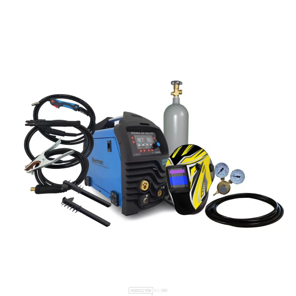 Sherman DIGIMIG 207 EASYLITE + 3m-es zseblámpa + 2m-es kábelek + kupak + szelep + tömlő + teli CO2 palack