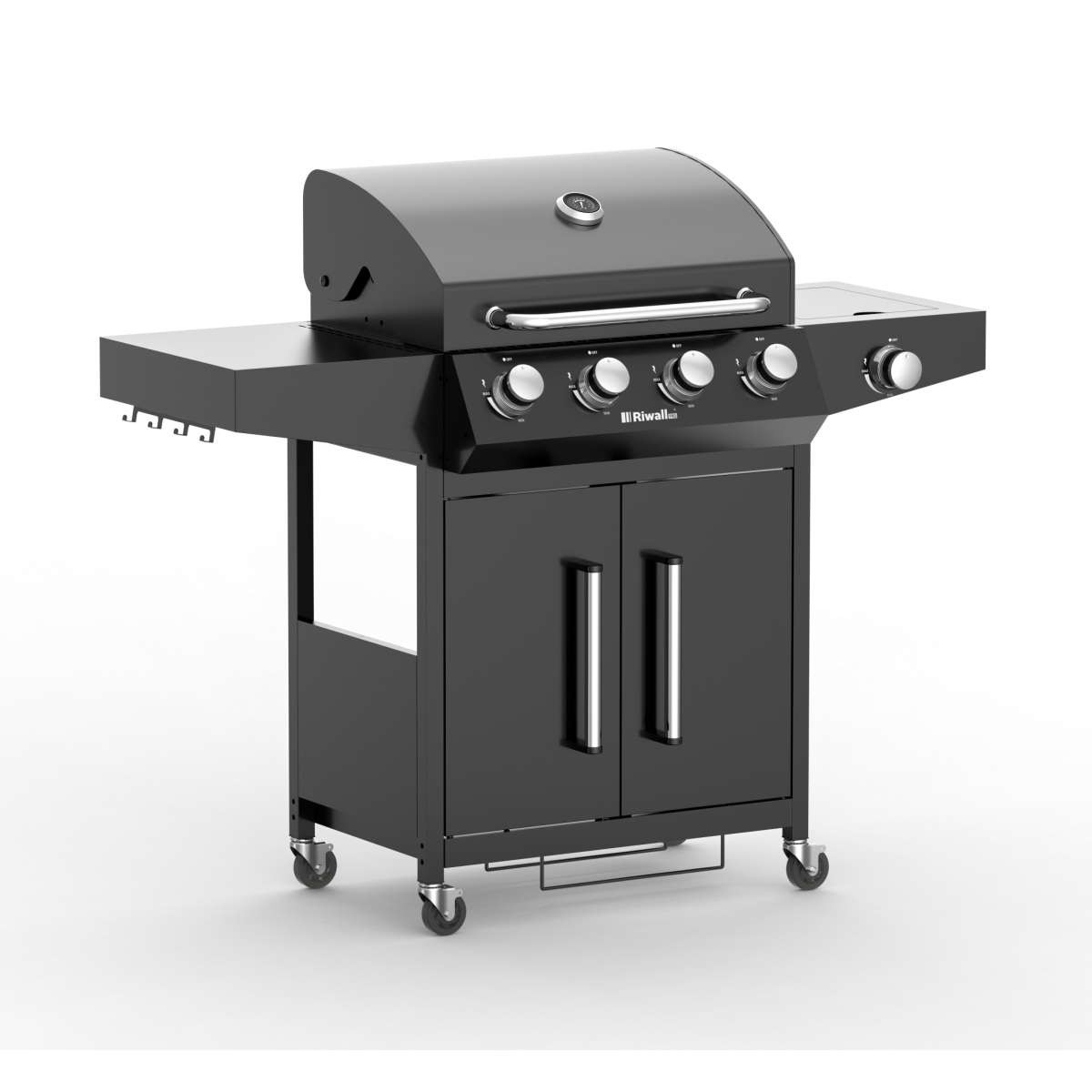 Riwall PRO RGG 41 gázgrill 15 kW négy égővel és oldaltűzhellyel