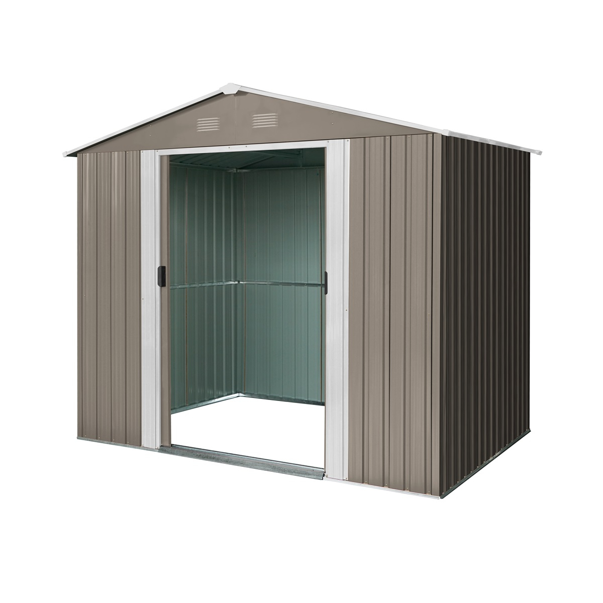 Riwall PRO RMSA 6x8 Barna fém kerti ház 2,4 x 1,7 m nyeregtetős barna Előnézet 