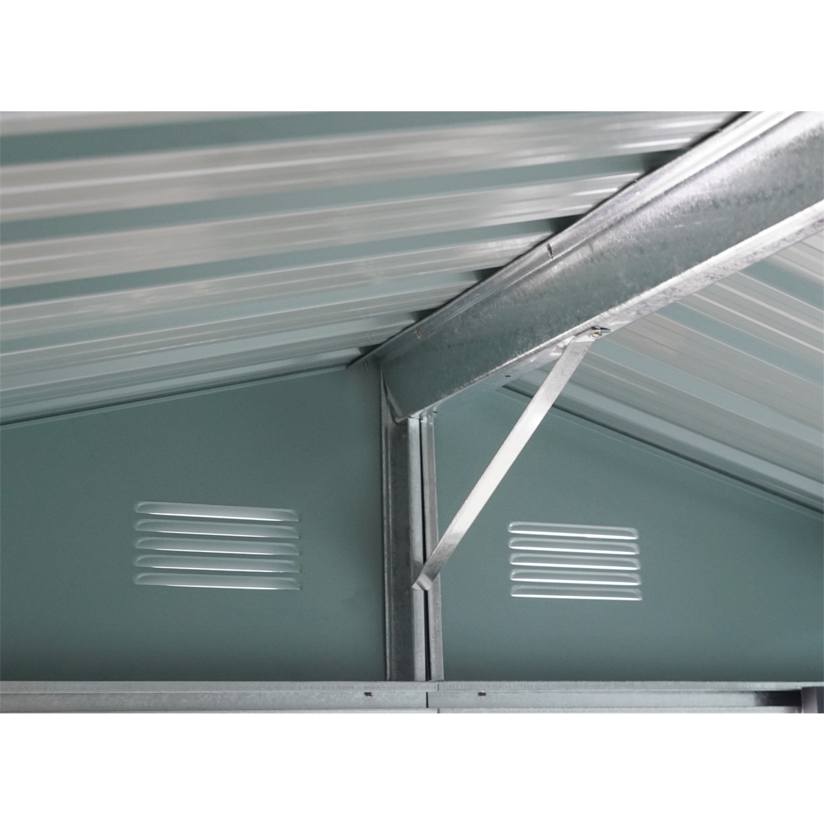 Riwall PRO RMSA 6x8 Barna fém kerti ház 2,4 x 1,7 m nyeregtetős barna Előnézet 