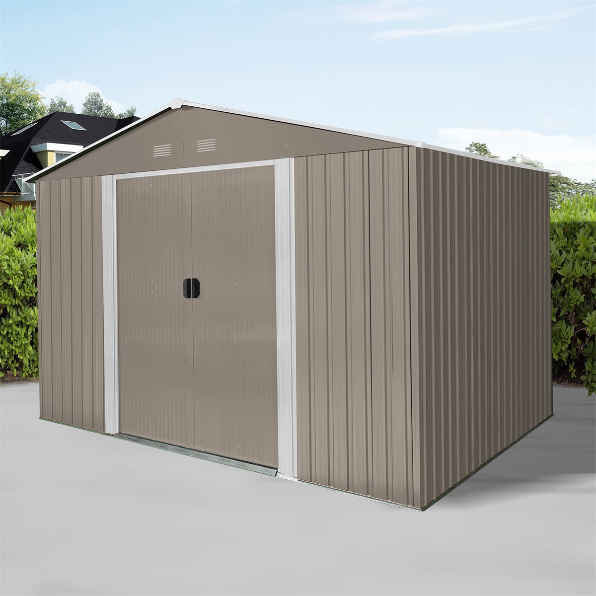 Riwall PRO RMSA 8x10 Barna fém kerti ház 3 x 2,4 m nyeregtetős barna Előnézet 