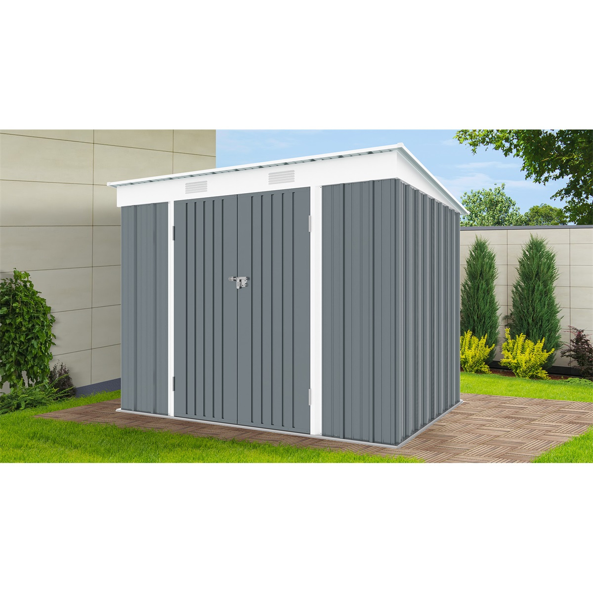 Riwall PRO RMSP 6x8 antracit kerti ház fém 2,4 x 1,8 ms pulttal, antracit Előnézet 