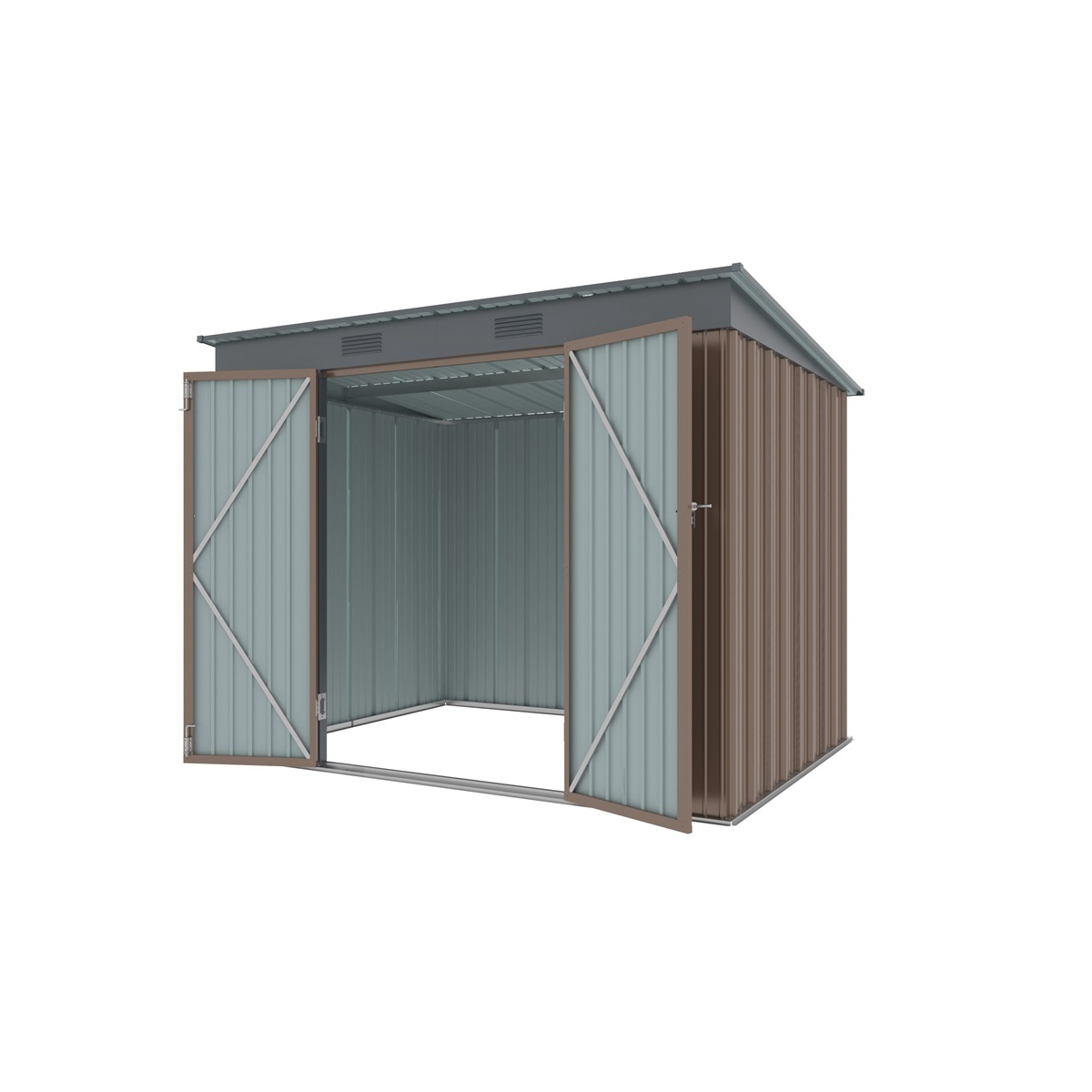 Riwall PRO RMSP 6x8 Barna fém kerti ház 2,4 x 1,8 ms pulttetővel barna Előnézet 
