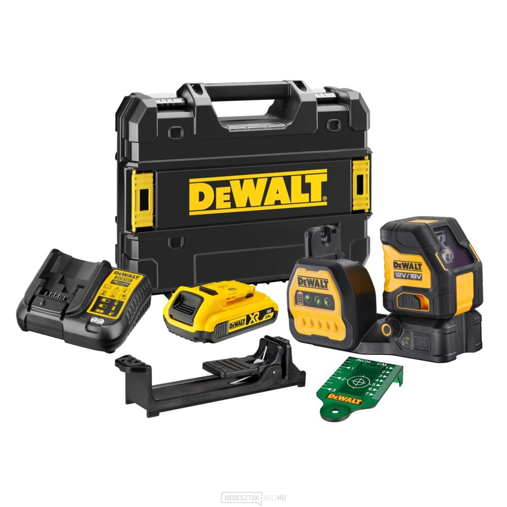 DEWALT DCE088D1G18 akkumulátoros zöld keresztlézer 12/18 V-os vízvezetékkel
