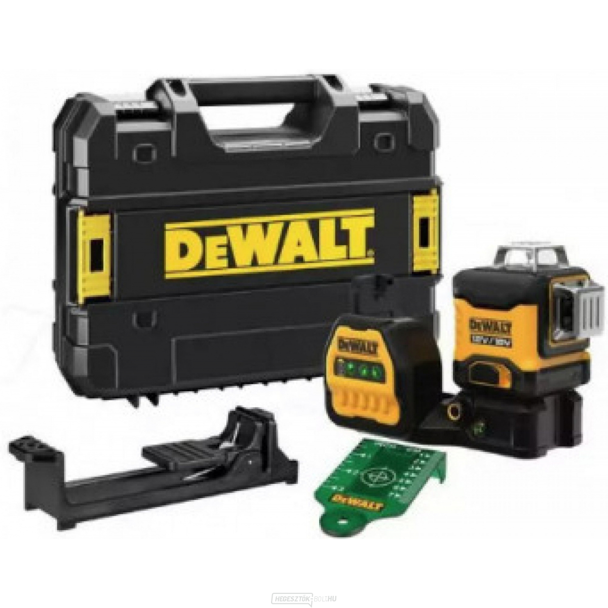 DEWALT DCE088NG vezeték nélküli zöld keresztlézer 12/18 V-os vízvezetékkel (akkumulátor és töltő nélkül)